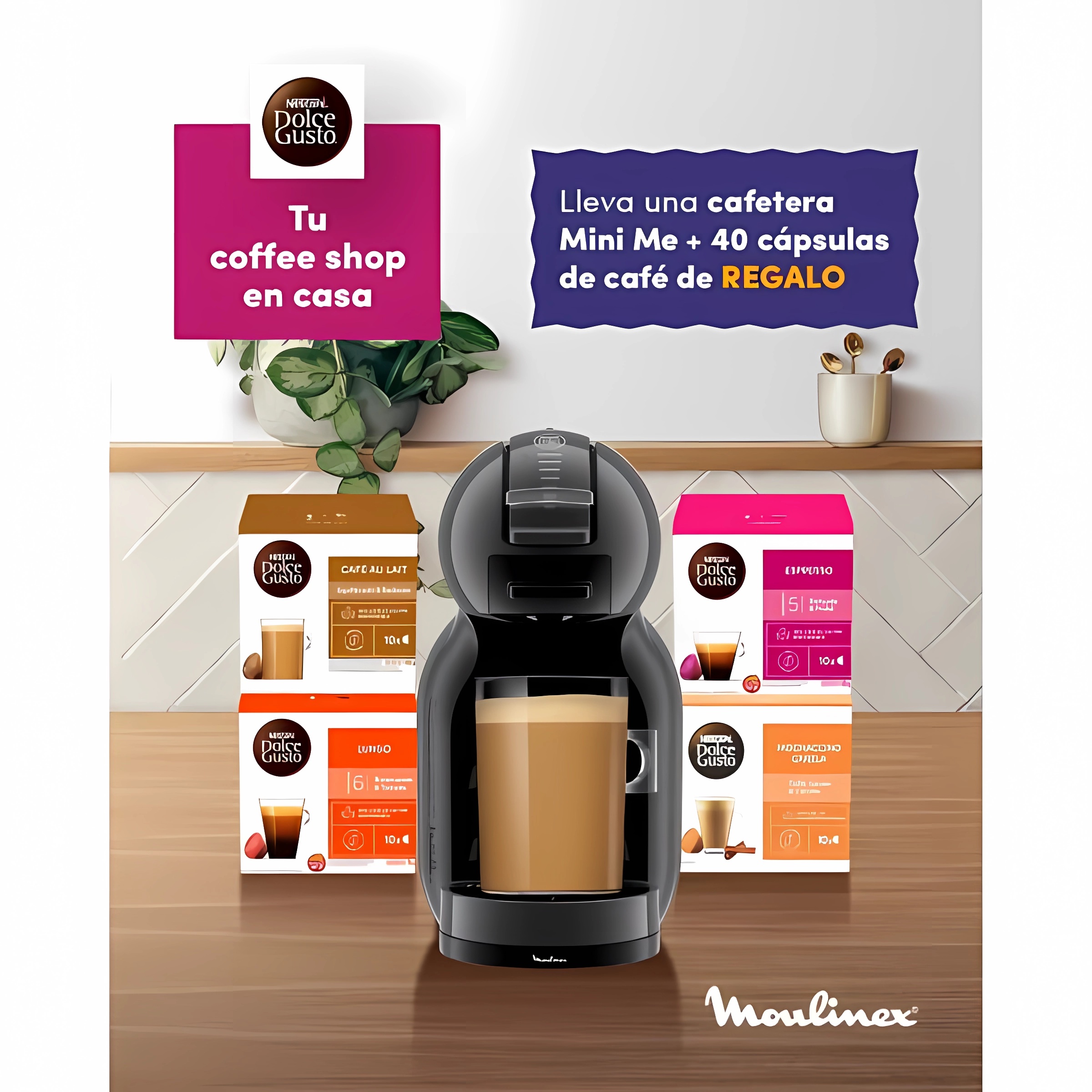 CAFETERA DOLCE GUSTO MOULINEX MOD MINI ME NEGRA + CAPSULA